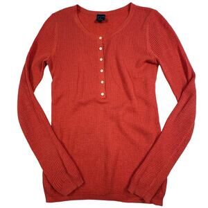 Gap 1/2 Button Waffle Knit Sweater Women's XS Coral Y2K Retro Grunge Silk